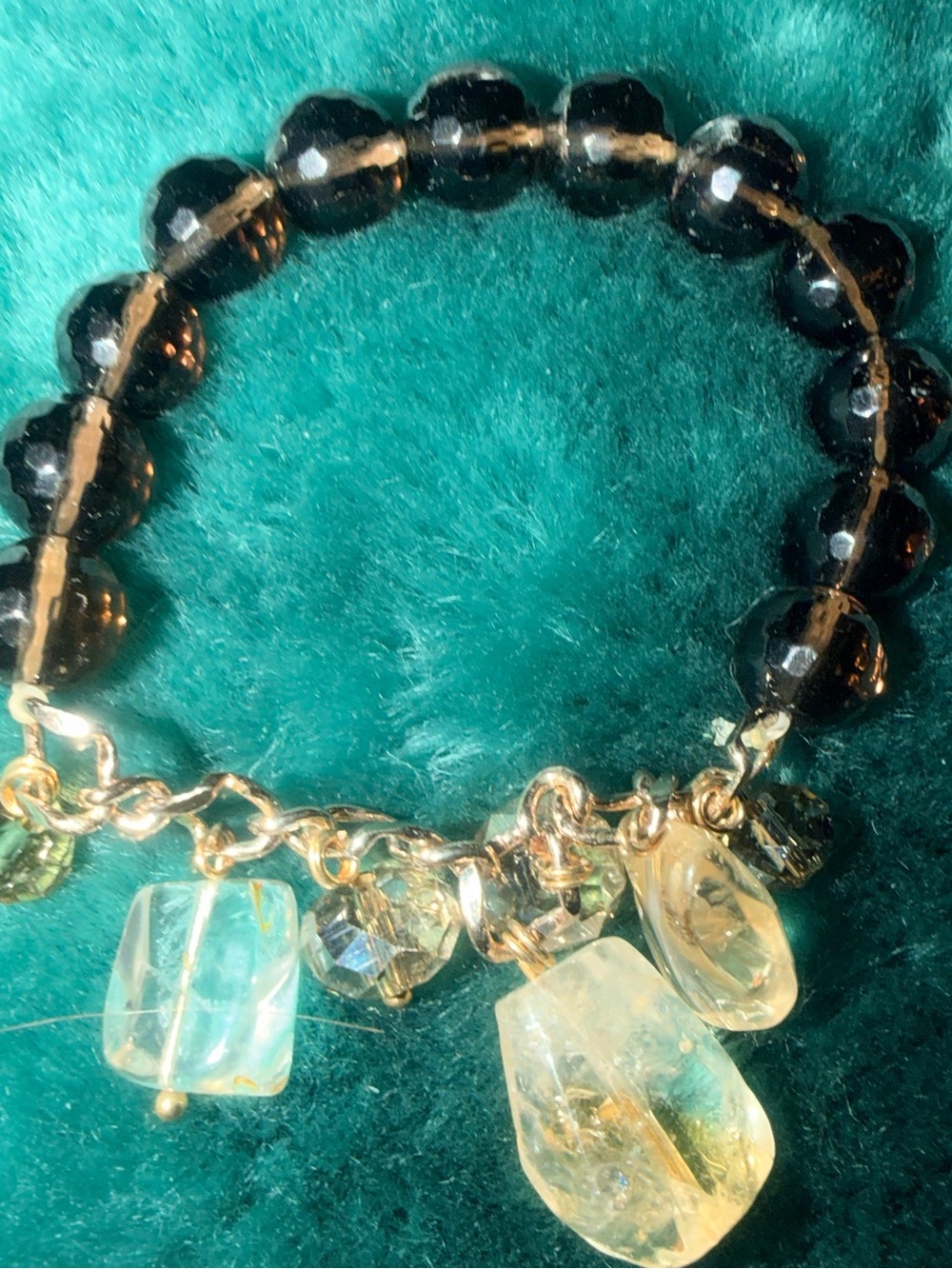 Jardin Smoky Quartz bracelet with Citrine and clear quartz drop crystals    (2)